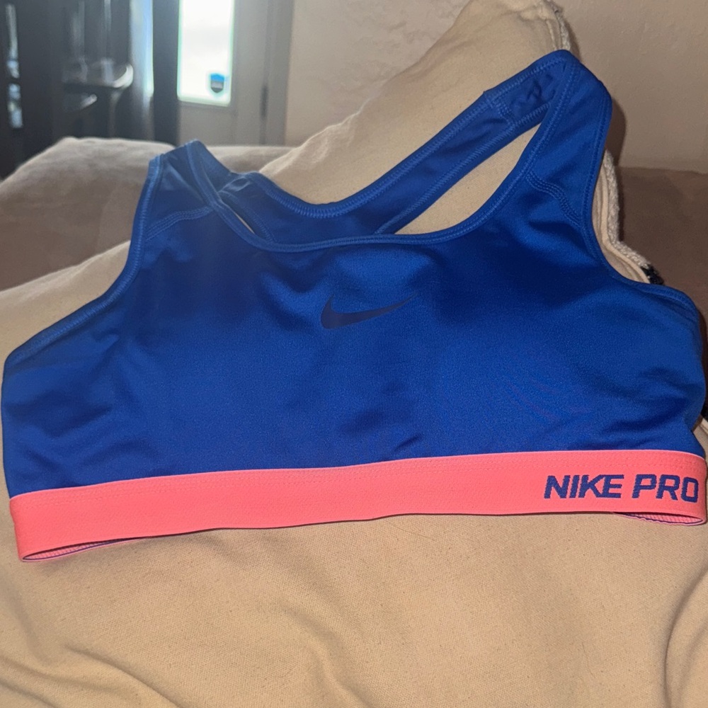 Nike Pro Women's Sports Bra in Blue and Pink